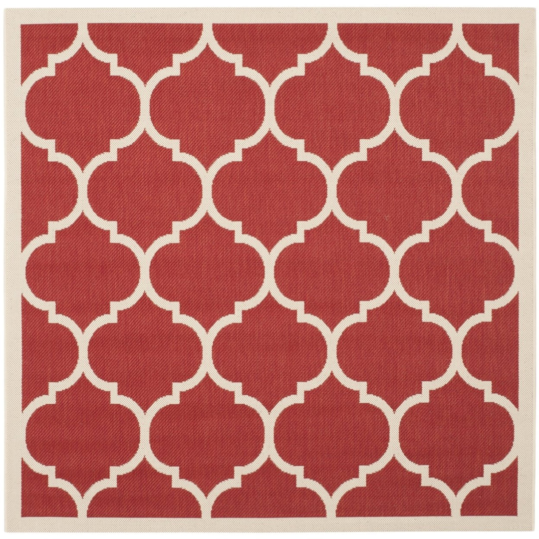 SAFAVIEH Outdoor CY6914-248 Courtyard Collection Red / Bone Rug Image 1