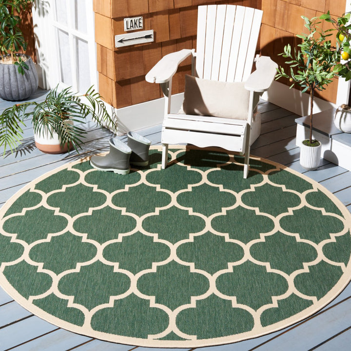 SAFAVIEH Outdoor CY6914-322 Courtyard Dark Green / Beige Rug Image 2