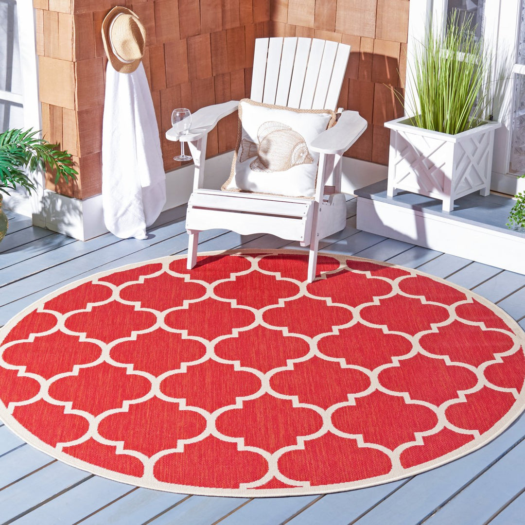SAFAVIEH Outdoor CY6914-248 Courtyard Collection Red / Bone Rug Image 9