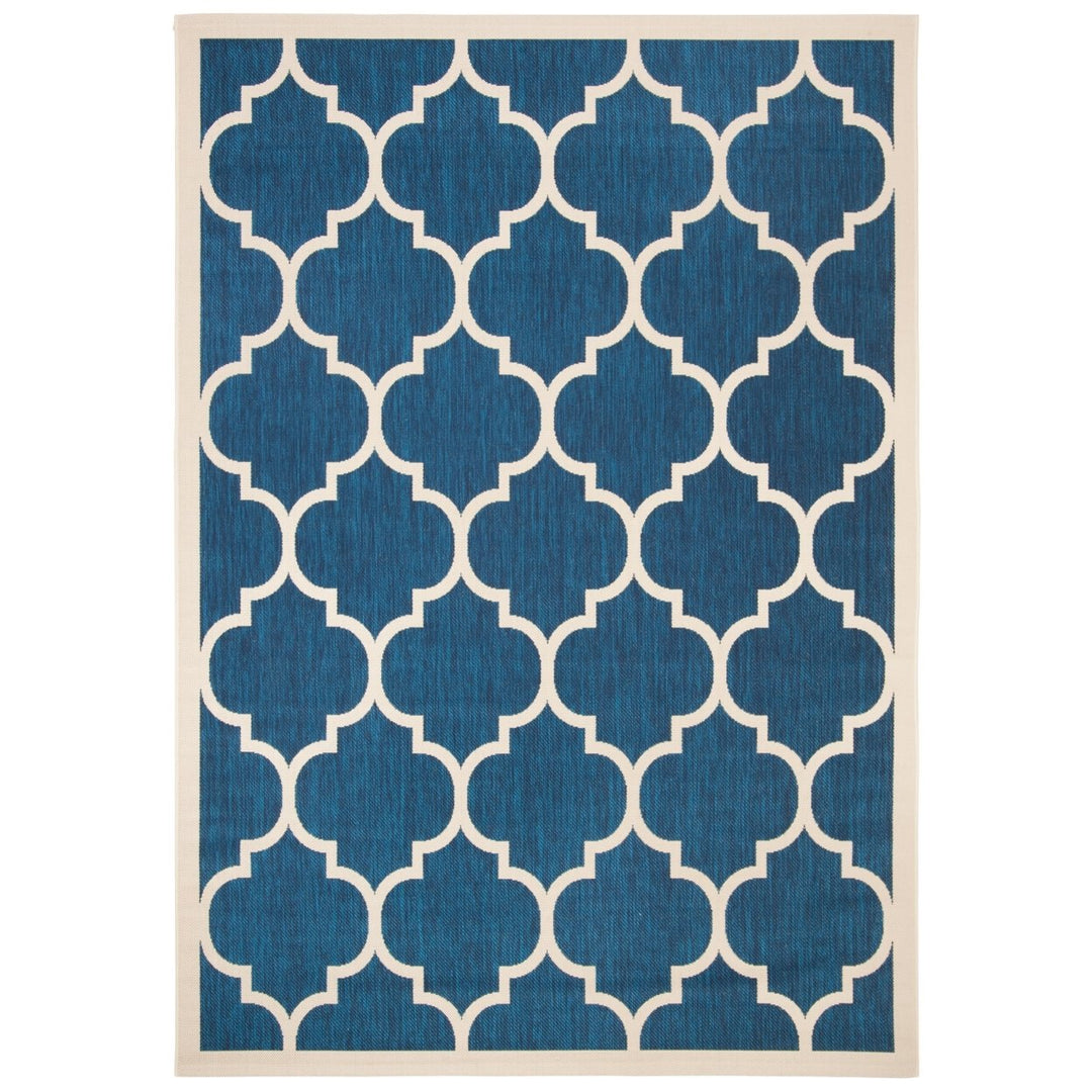 SAFAVIEH Indoor Outdoor CY6914-268 Courtyard Navy / Beige Rug Image 1