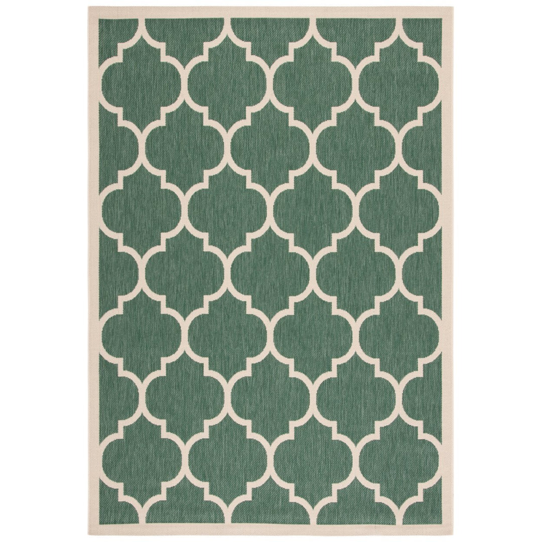 SAFAVIEH Outdoor CY6914-322 Courtyard Dark Green / Beige Rug Image 1