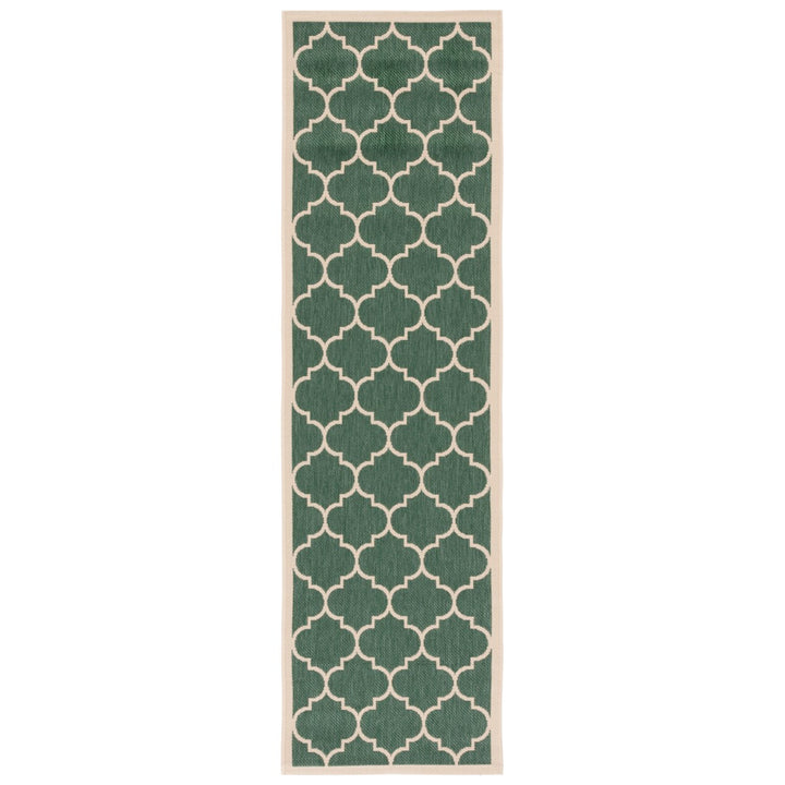 SAFAVIEH Outdoor CY6914-322 Courtyard Dark Green / Beige Rug Image 1