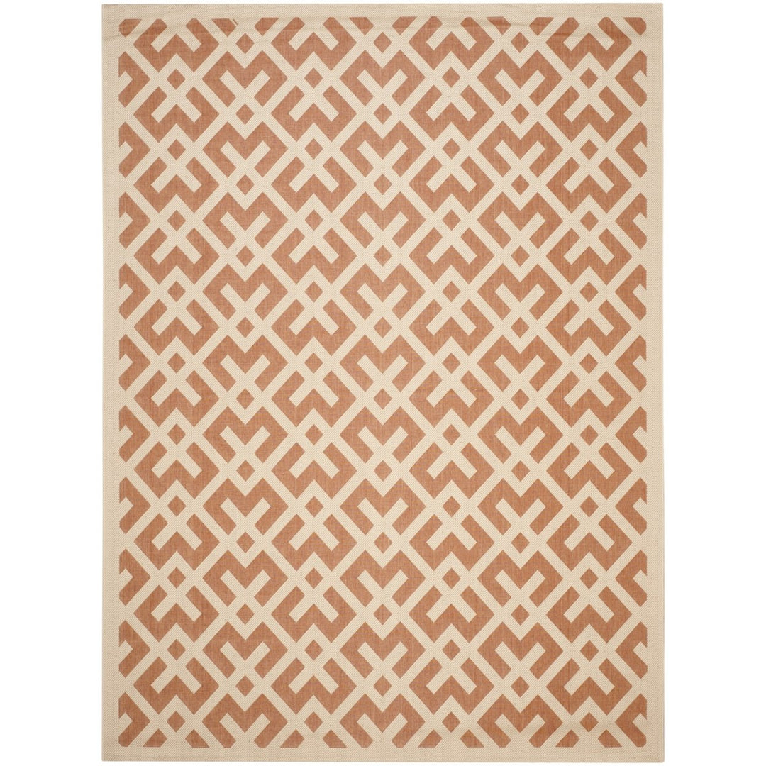 SAFAVIEH Outdoor CY6915-231 Courtyard Terracotta / Bone Rug Image 1