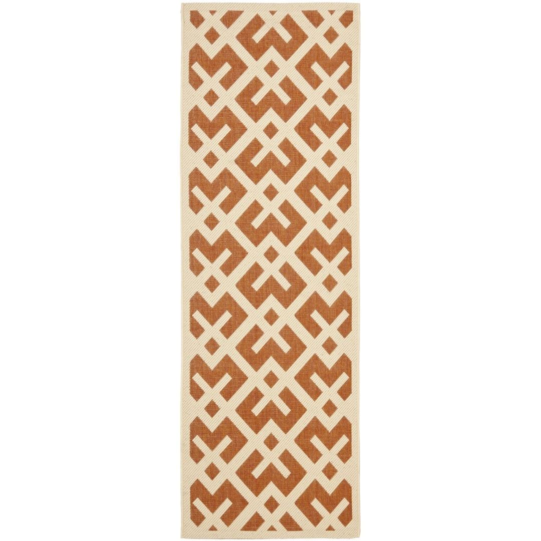 SAFAVIEH Outdoor CY6915-231 Courtyard Terracotta / Bone Rug Image 1