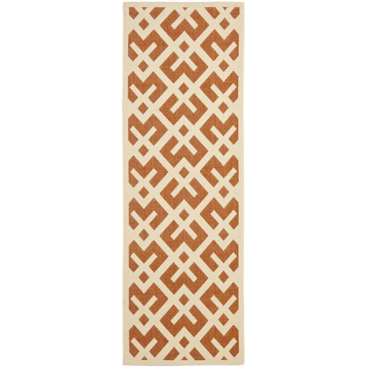 SAFAVIEH Outdoor CY6915-231 Courtyard Terracotta / Bone Rug Image 1