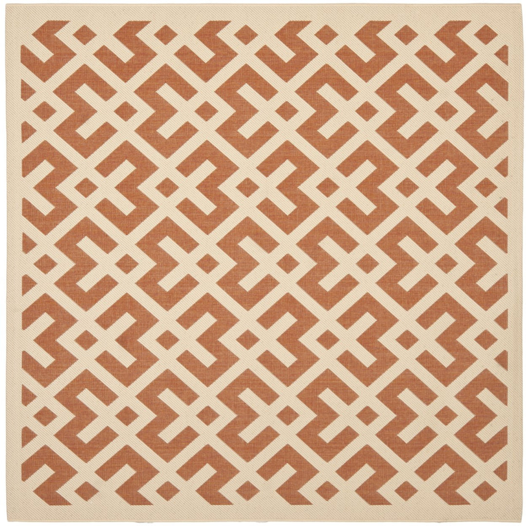 SAFAVIEH Outdoor CY6915-231 Courtyard Terracotta / Bone Rug Image 1