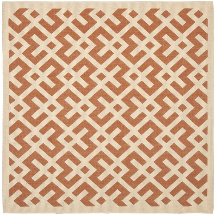 SAFAVIEH Outdoor CY6915-231 Courtyard Terracotta / Bone Rug Image 1