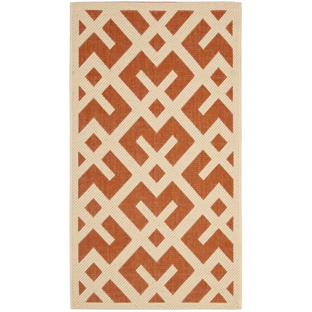 SAFAVIEH Outdoor CY6915-231 Courtyard Terracotta / Bone Rug Image 1