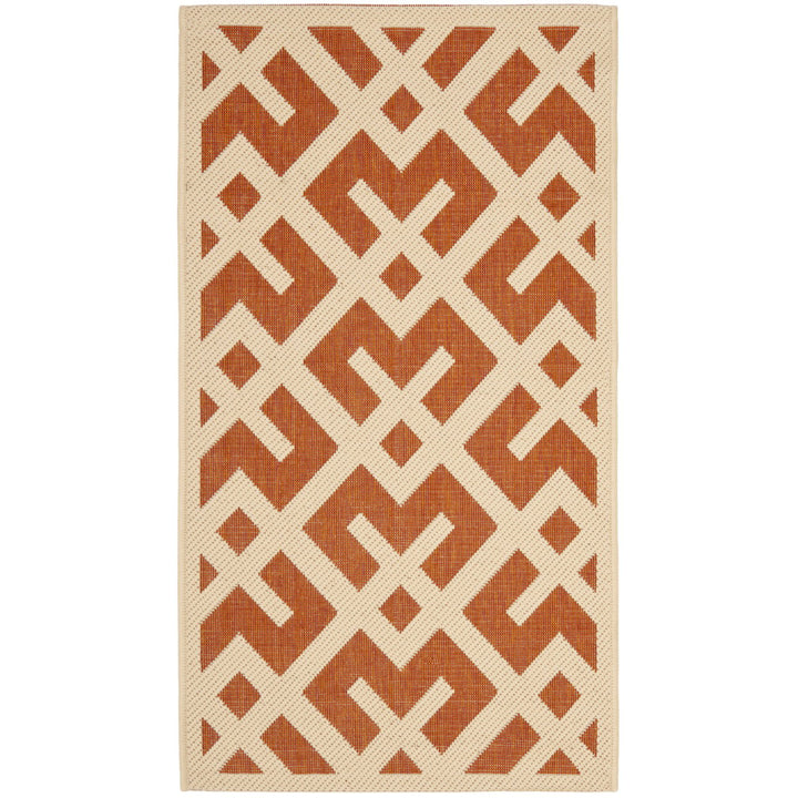 SAFAVIEH Outdoor CY6915-231 Courtyard Terracotta / Bone Rug Image 1