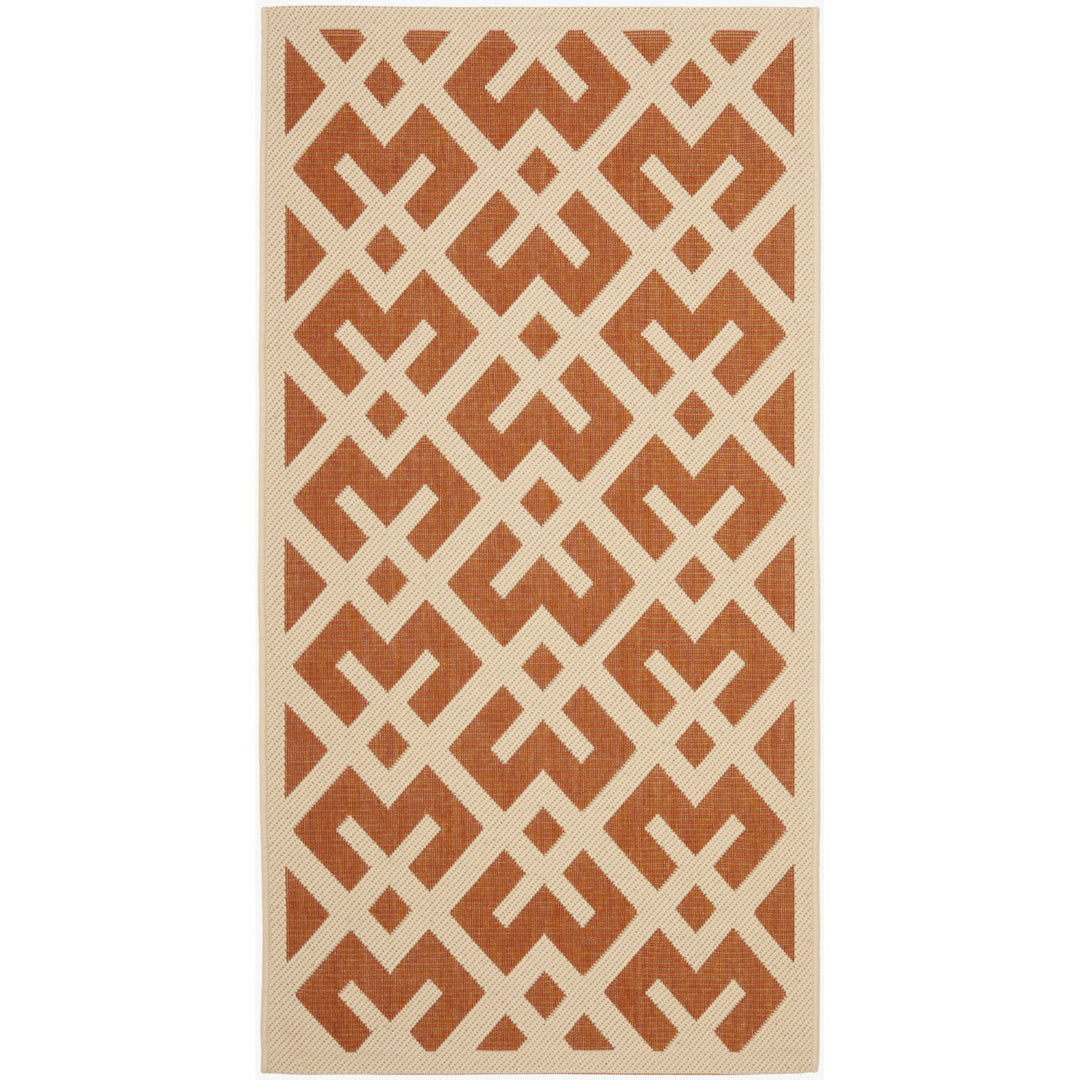 SAFAVIEH Outdoor CY6915-231 Courtyard Terracotta / Bone Rug Image 1