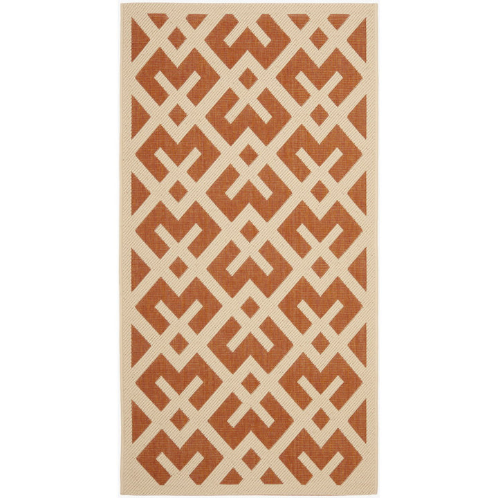 SAFAVIEH Outdoor CY6915-231 Courtyard Terracotta / Bone Rug Image 1