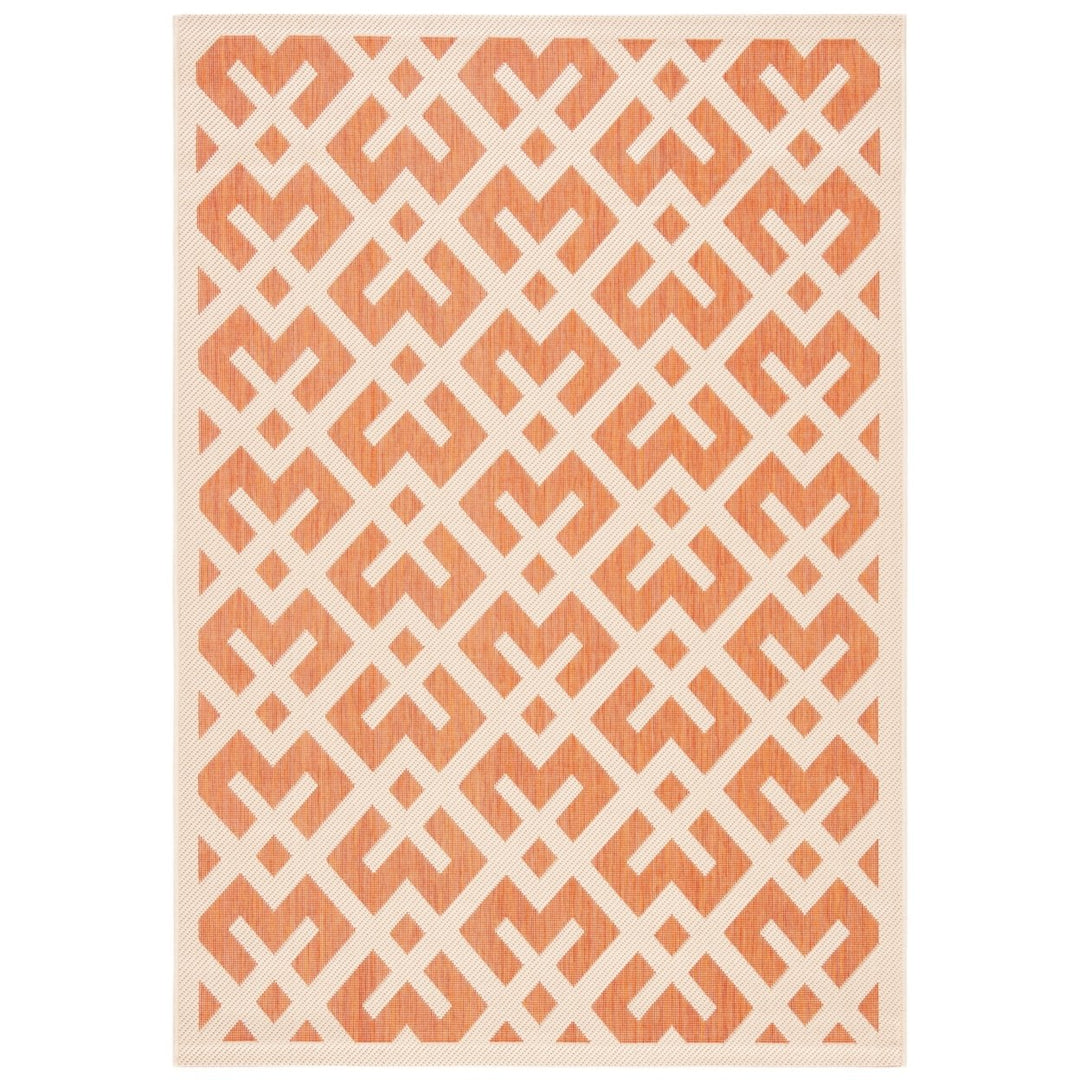 SAFAVIEH Outdoor CY6915-231 Courtyard Terracotta / Bone Rug Image 1