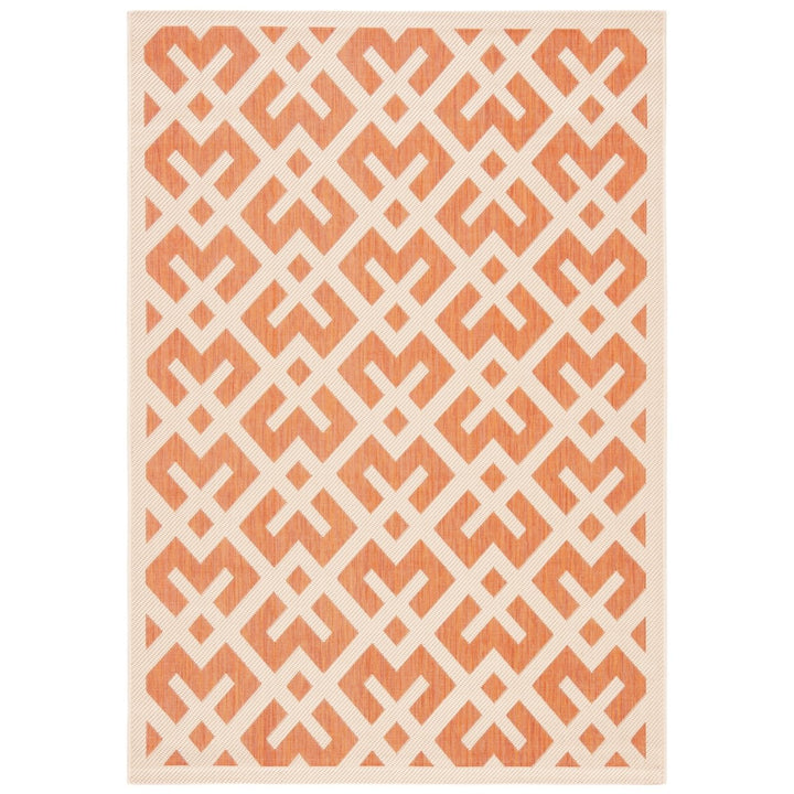 SAFAVIEH Outdoor CY6915-231 Courtyard Terracotta / Bone Rug Image 1