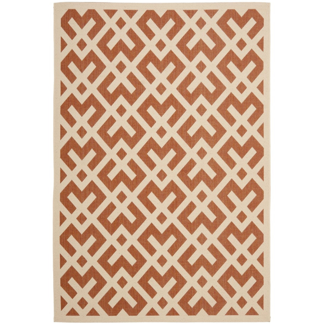 SAFAVIEH Outdoor CY6915-231 Courtyard Terracotta / Bone Rug Image 1