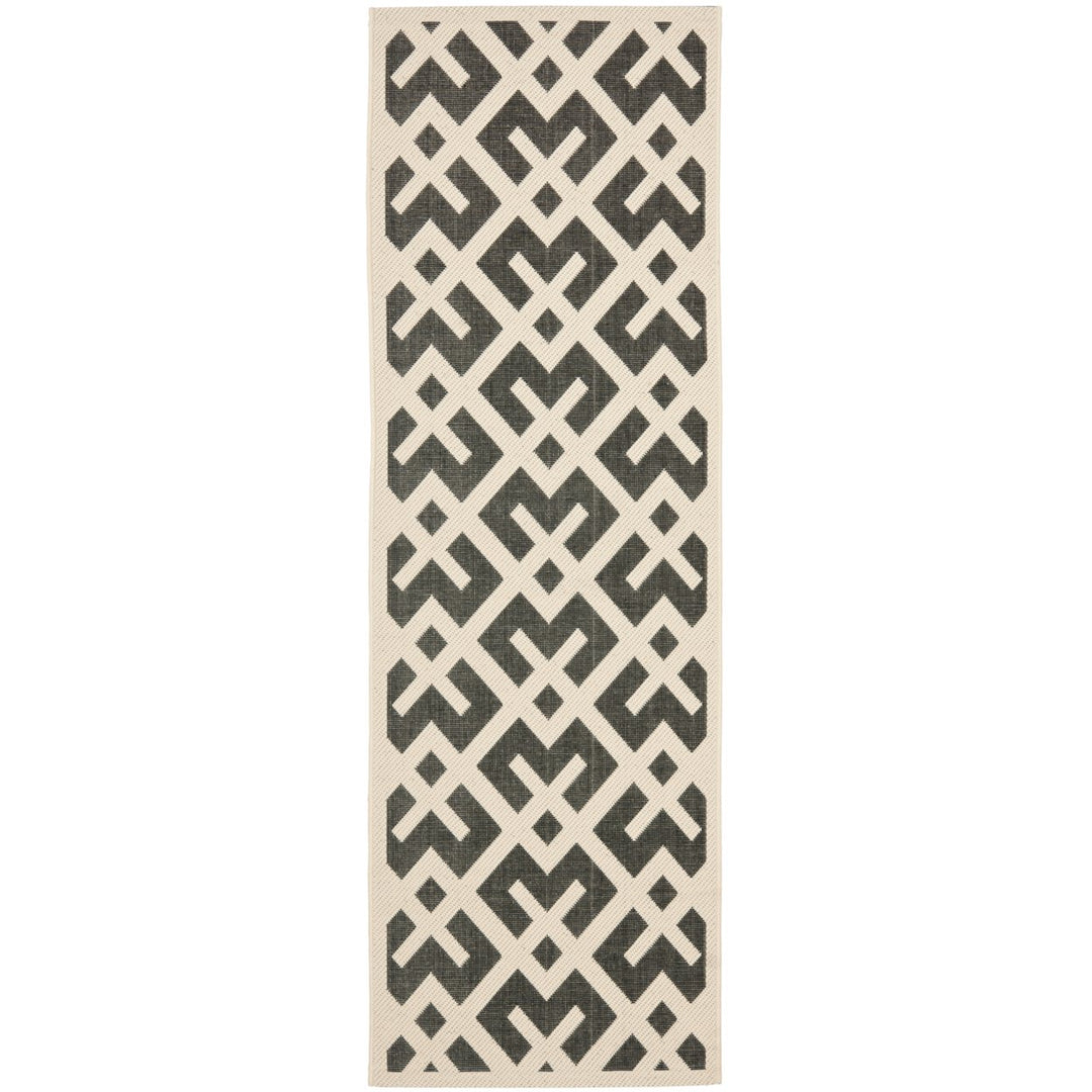 SAFAVIEH Indoor Outdoor CY6915-216 Courtyard Black / Beige Rug Image 1