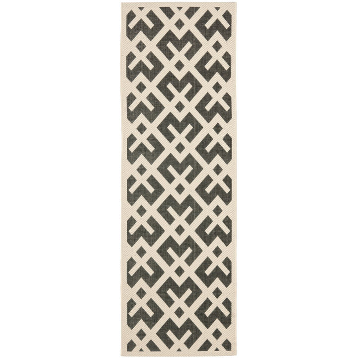 SAFAVIEH Indoor Outdoor CY6915-216 Courtyard Black / Beige Rug Image 1