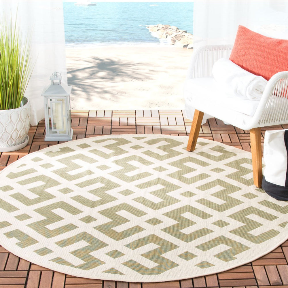 SAFAVIEH Indoor Outdoor CY6915-234 Courtyard Green / Bone Rug Image 2