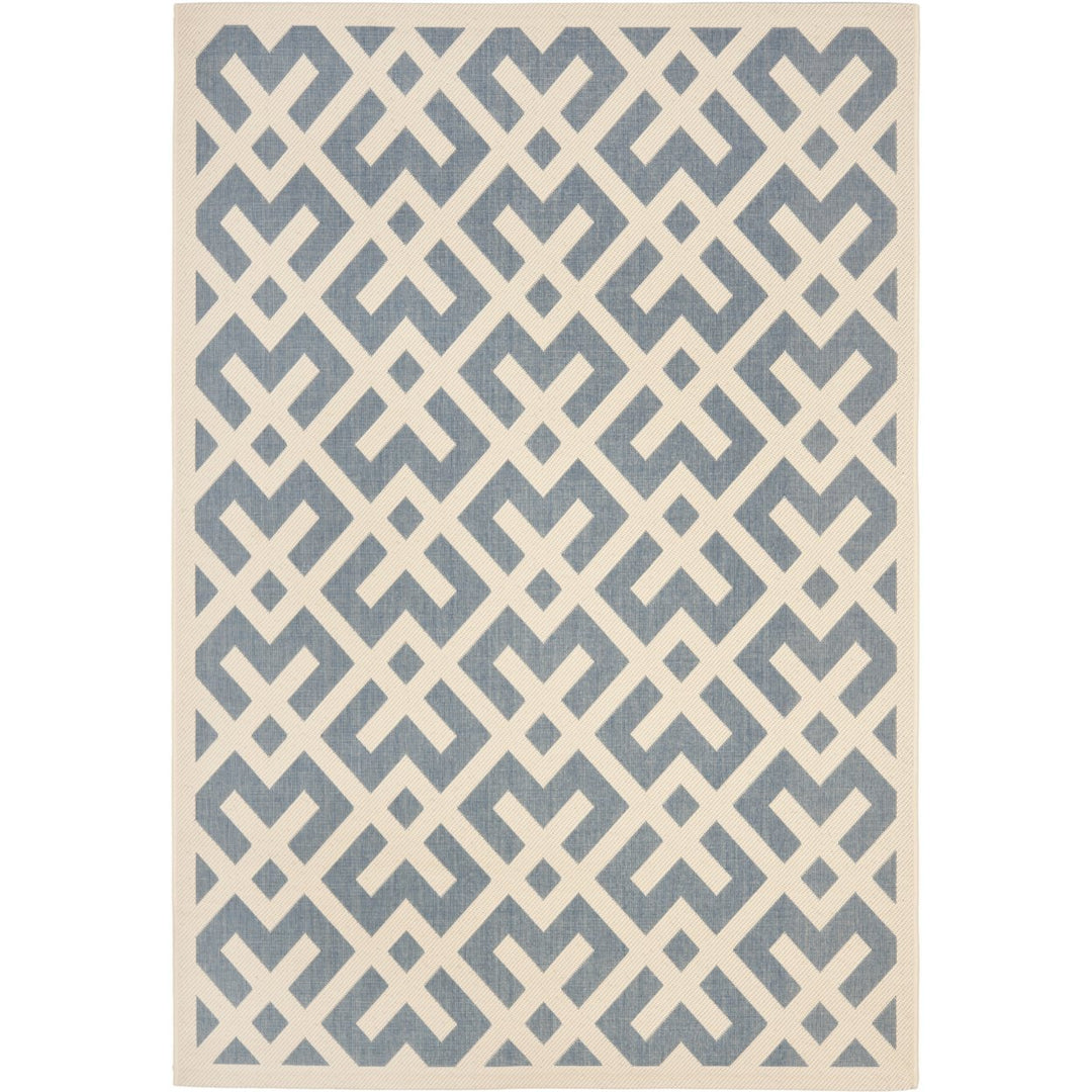 SAFAVIEH Outdoor CY6915-233 Courtyard Blue / Bone Rug Image 1