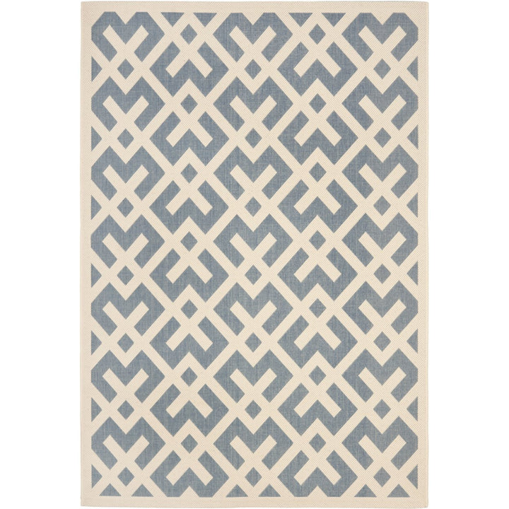 SAFAVIEH Outdoor CY6915-233 Courtyard Blue / Bone Rug Image 1