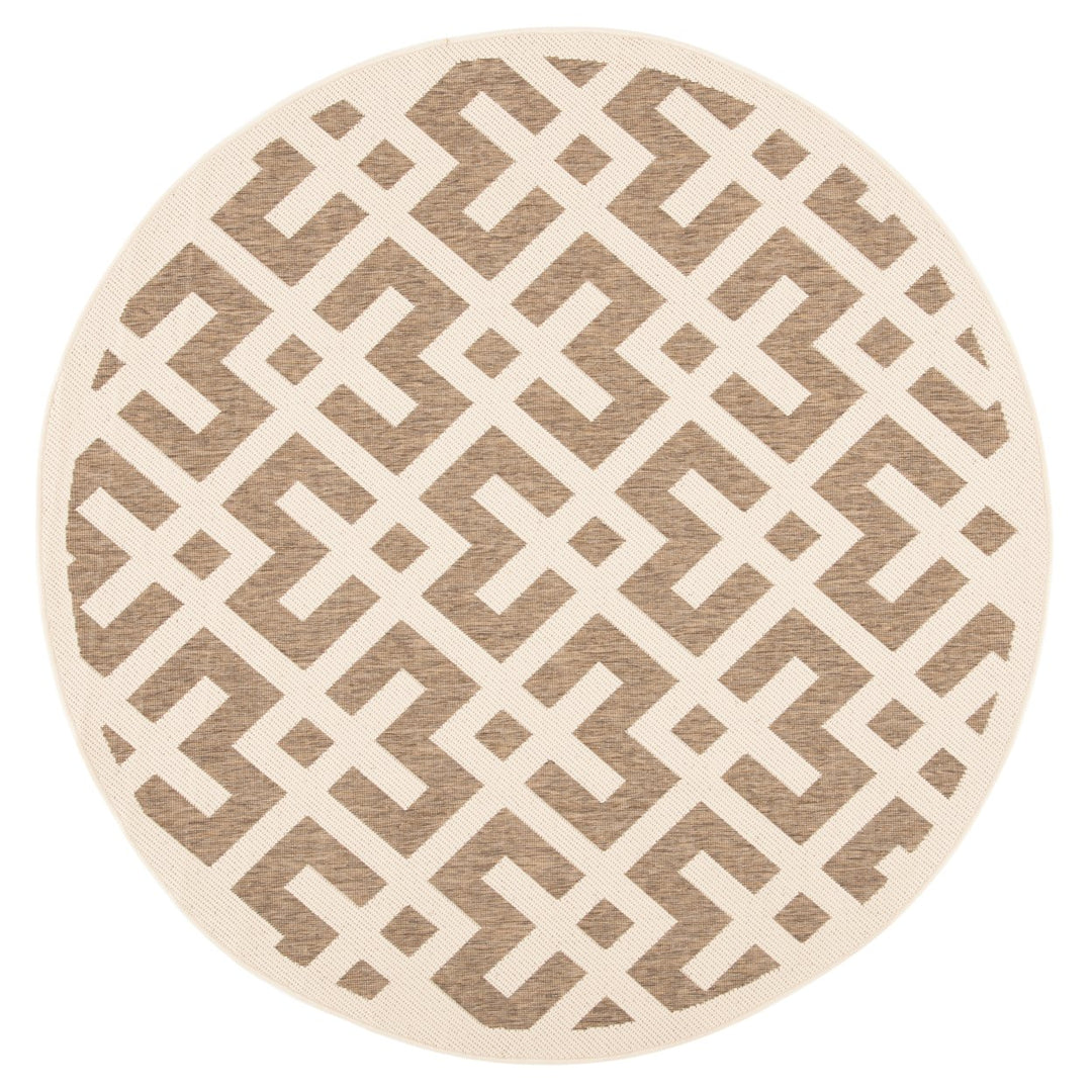 SAFAVIEH Indoor Outdoor CY6915-232 Courtyard Brown / Bone Rug Image 1