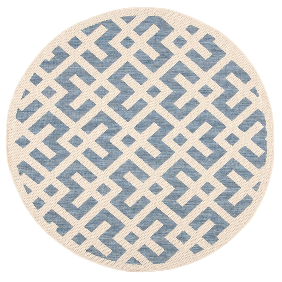 SAFAVIEH Outdoor CY6915-233 Courtyard Blue / Bone Rug Image 1