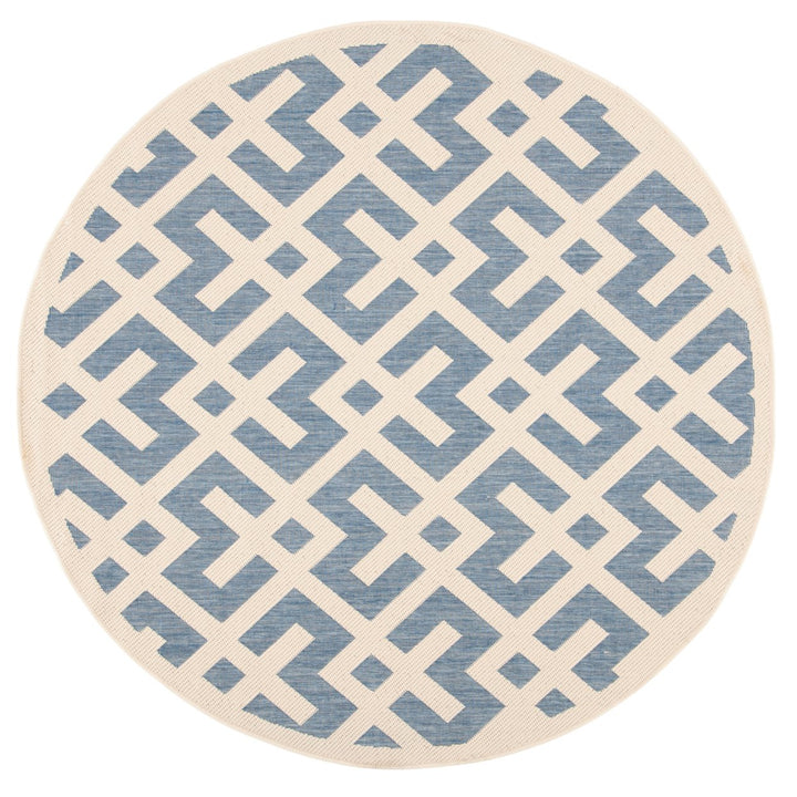 SAFAVIEH Outdoor CY6915-233 Courtyard Blue / Bone Rug Image 1