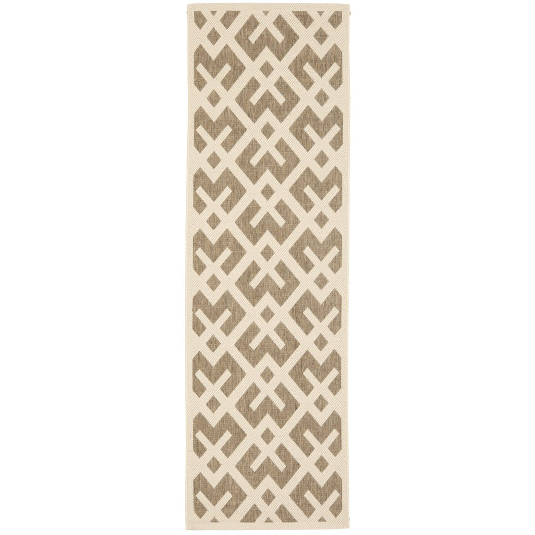 SAFAVIEH Indoor Outdoor CY6915-232 Courtyard Brown / Bone Rug Image 1