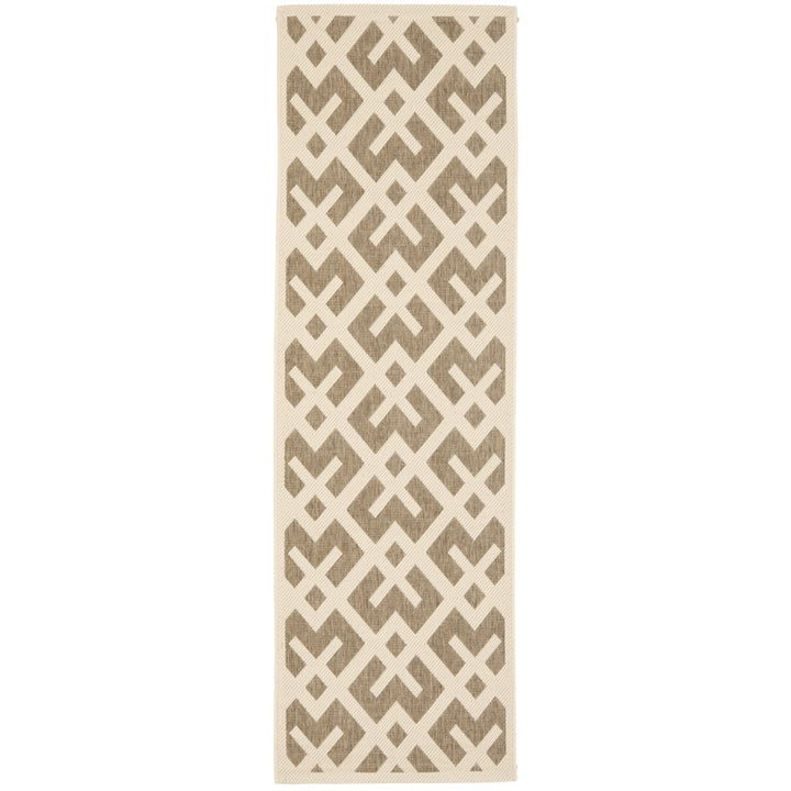 SAFAVIEH Indoor Outdoor CY6915-232 Courtyard Brown / Bone Rug Image 1