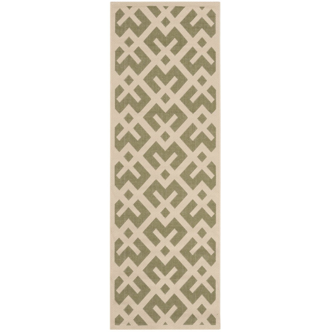 SAFAVIEH Indoor Outdoor CY6915-234 Courtyard Green / Bone Rug Image 1