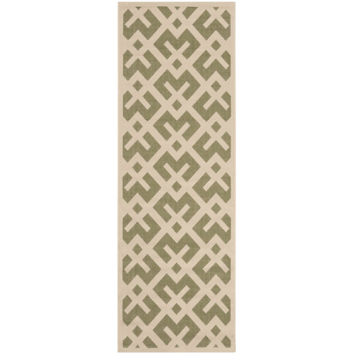 SAFAVIEH Indoor Outdoor CY6915-234 Courtyard Green / Bone Rug Image 1