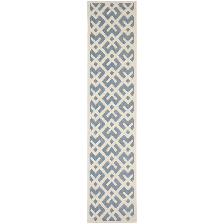 SAFAVIEH Outdoor CY6915-233 Courtyard Blue / Bone Rug Image 1