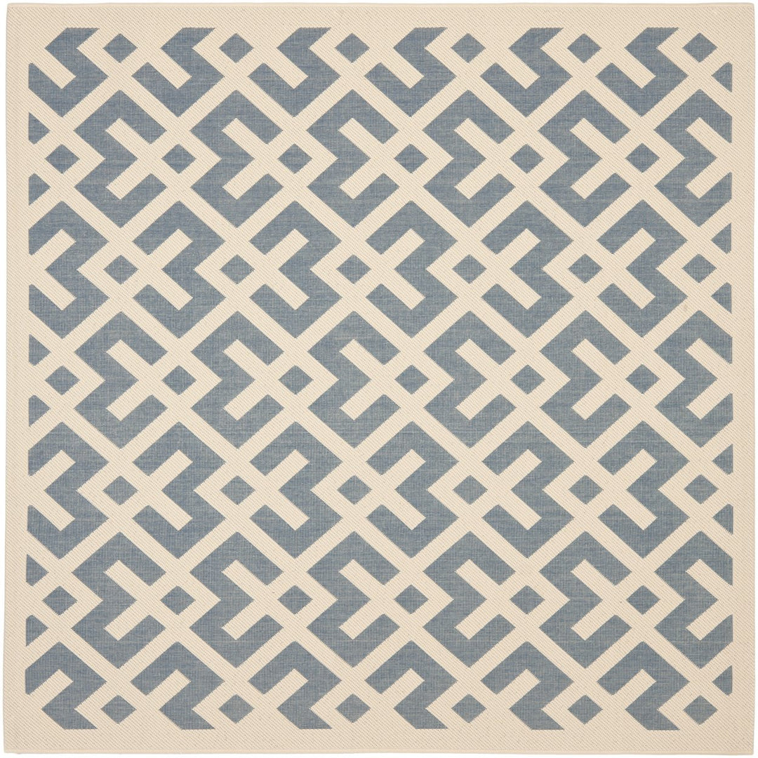 SAFAVIEH Outdoor CY6915-233 Courtyard Blue / Bone Rug Image 1