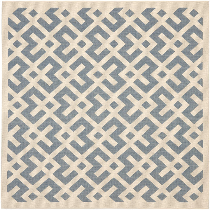 SAFAVIEH Outdoor CY6915-233 Courtyard Blue / Bone Rug Image 1