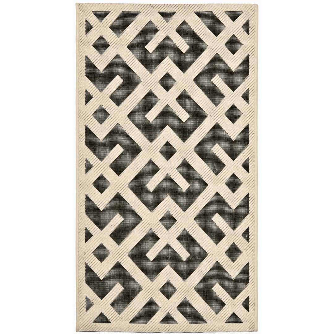 SAFAVIEH Indoor Outdoor CY6915-216 Courtyard Black / Beige Rug Image 1