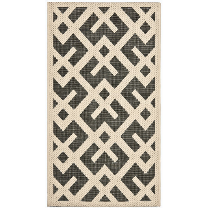 SAFAVIEH Indoor Outdoor CY6915-216 Courtyard Black / Beige Rug Image 1