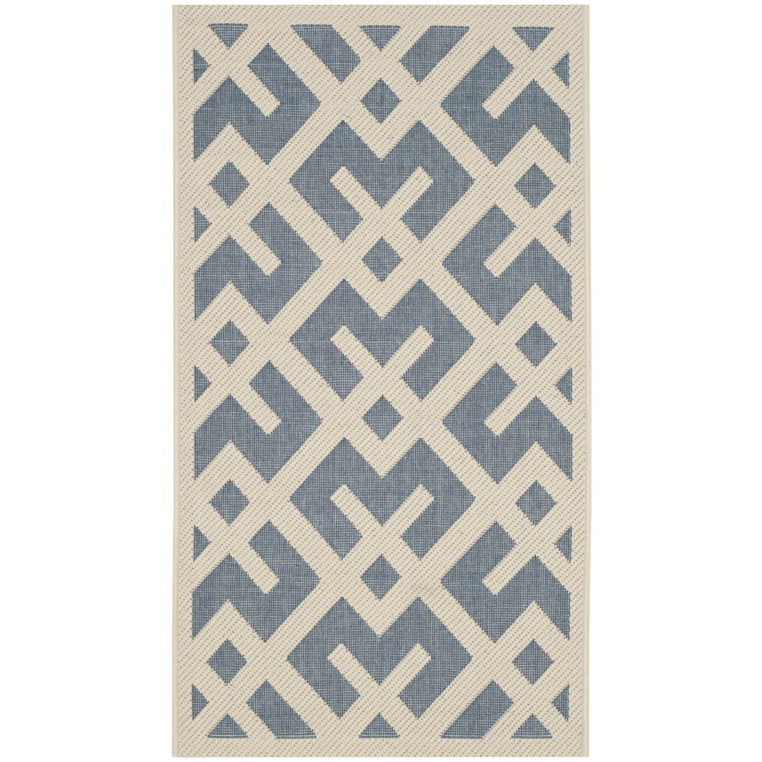 SAFAVIEH Outdoor CY6915-233 Courtyard Blue / Bone Rug Image 1