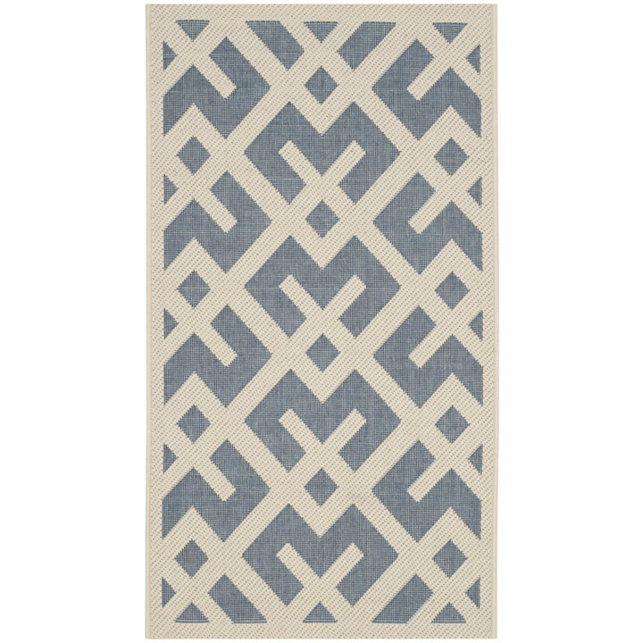 SAFAVIEH Outdoor CY6915-233 Courtyard Blue / Bone Rug Image 1