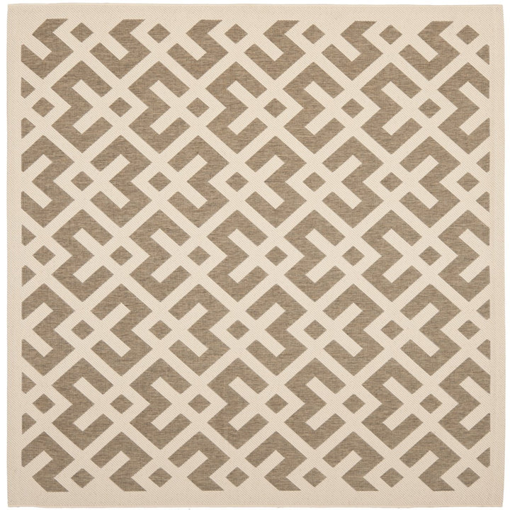 SAFAVIEH Indoor Outdoor CY6915-232 Courtyard Brown / Bone Rug Image 7