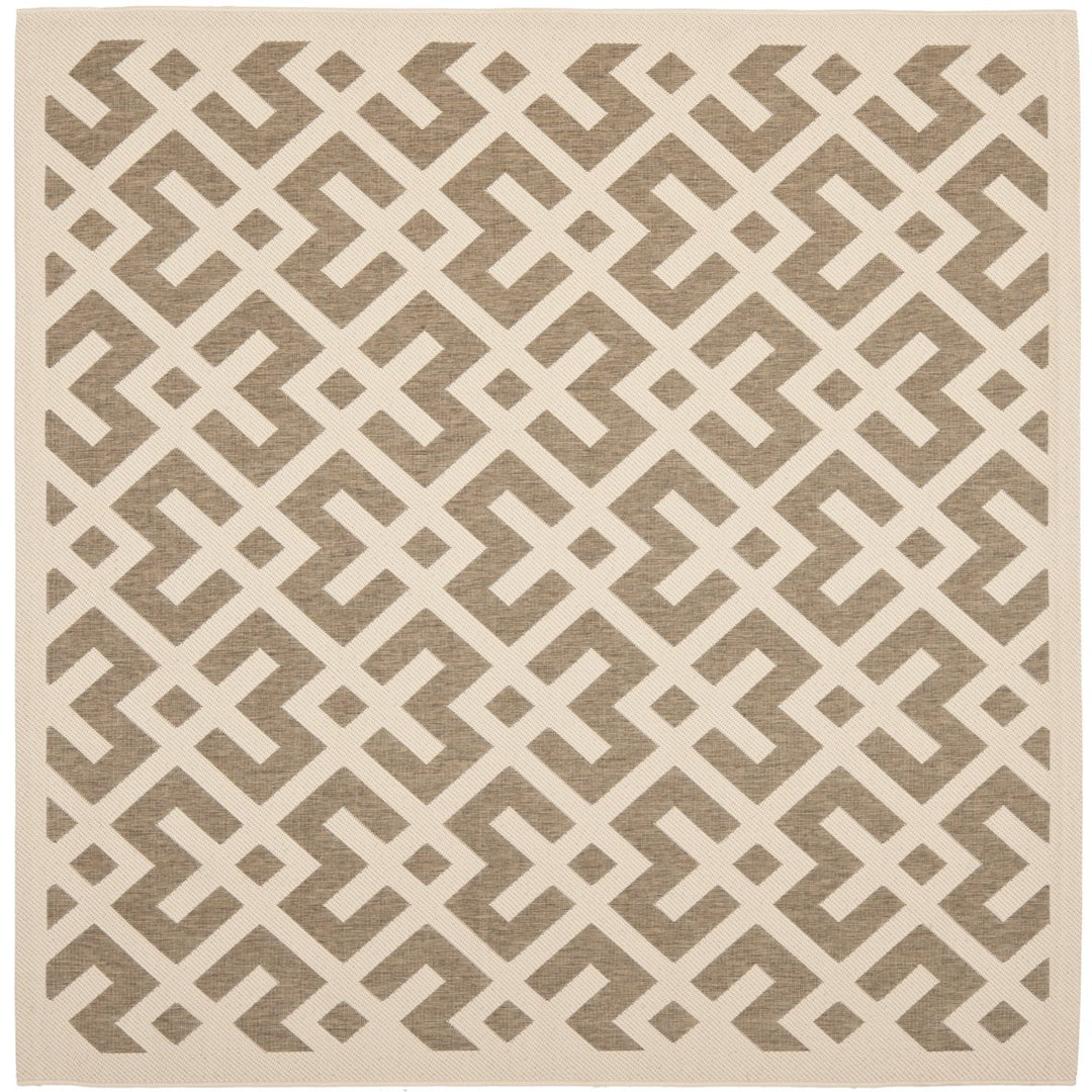 SAFAVIEH Indoor Outdoor CY6915-232 Courtyard Brown / Bone Rug Image 1