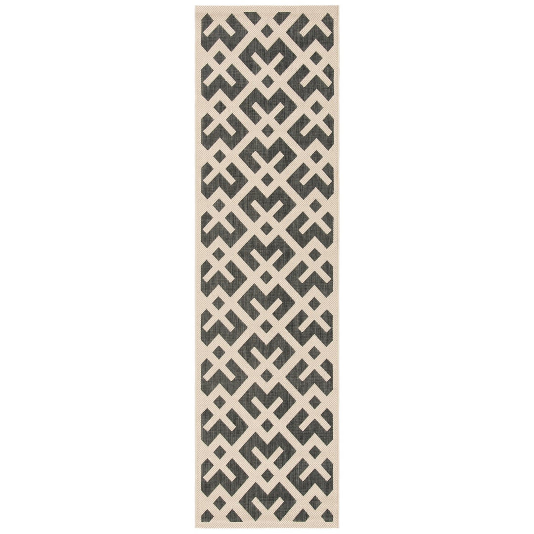 SAFAVIEH Indoor Outdoor CY6915-216 Courtyard Black / Beige Rug Image 1