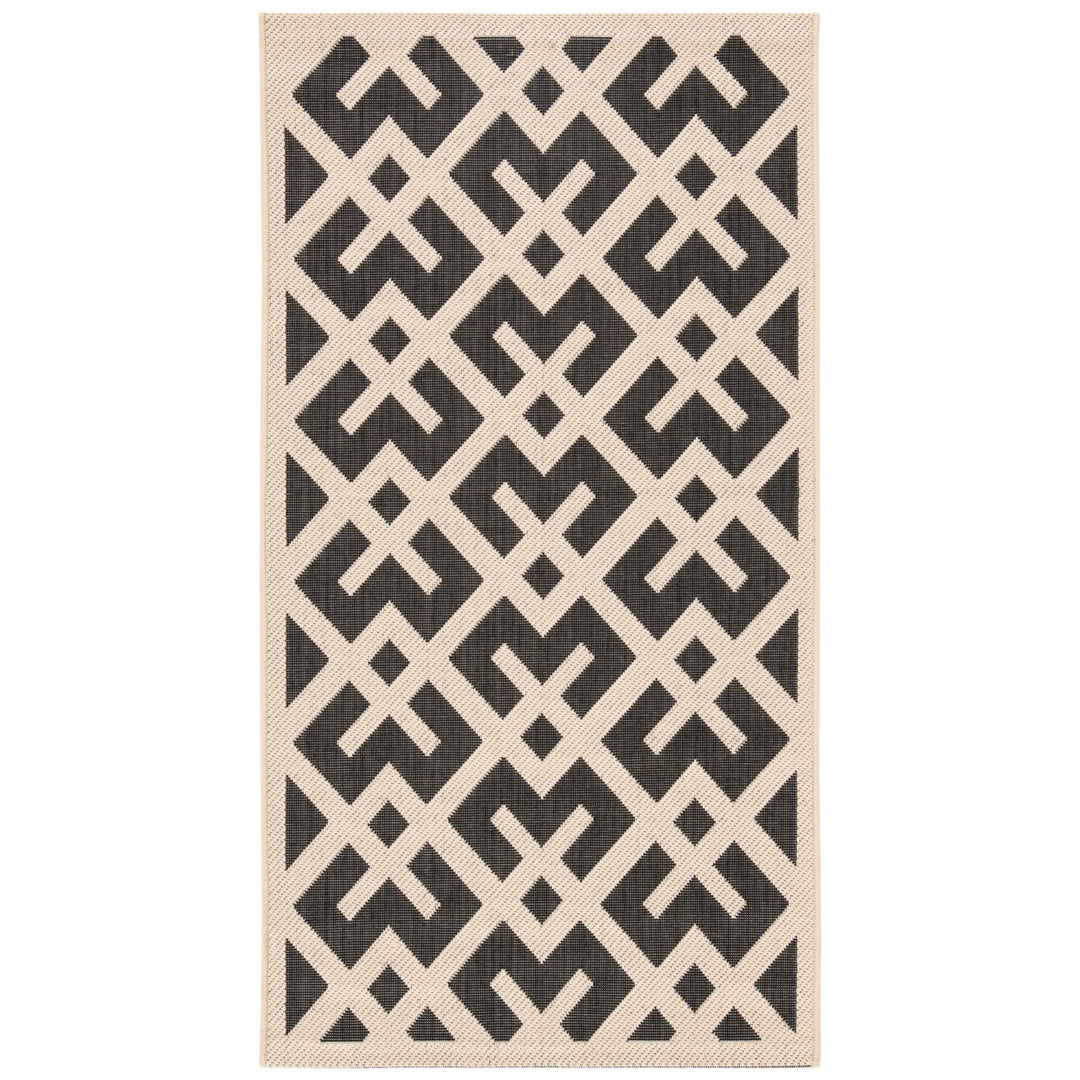 SAFAVIEH Indoor Outdoor CY6915-216 Courtyard Black / Beige Rug Image 1