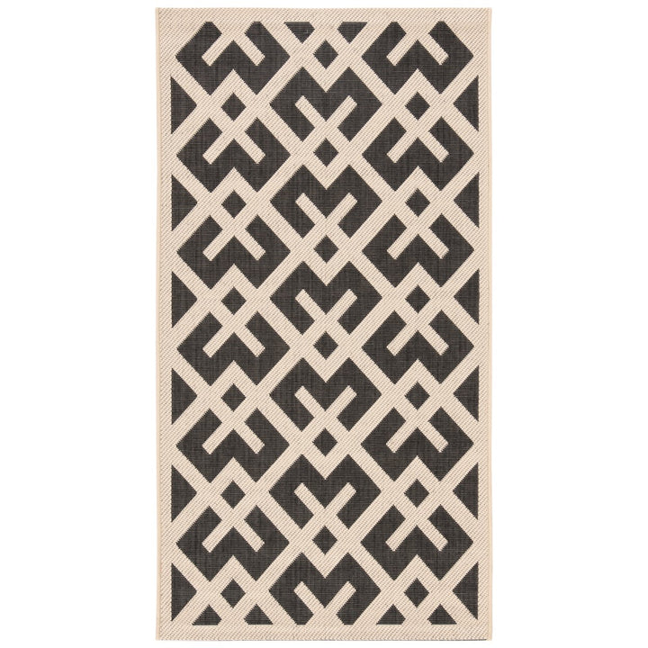 SAFAVIEH Indoor Outdoor CY6915-216 Courtyard Black / Beige Rug Image 1