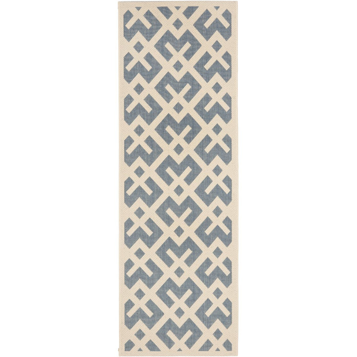 SAFAVIEH Outdoor CY6915-233 Courtyard Blue / Bone Rug Image 1