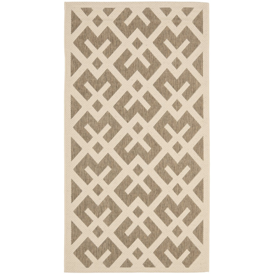 SAFAVIEH Indoor Outdoor CY6915-232 Courtyard Brown / Bone Rug Image 1