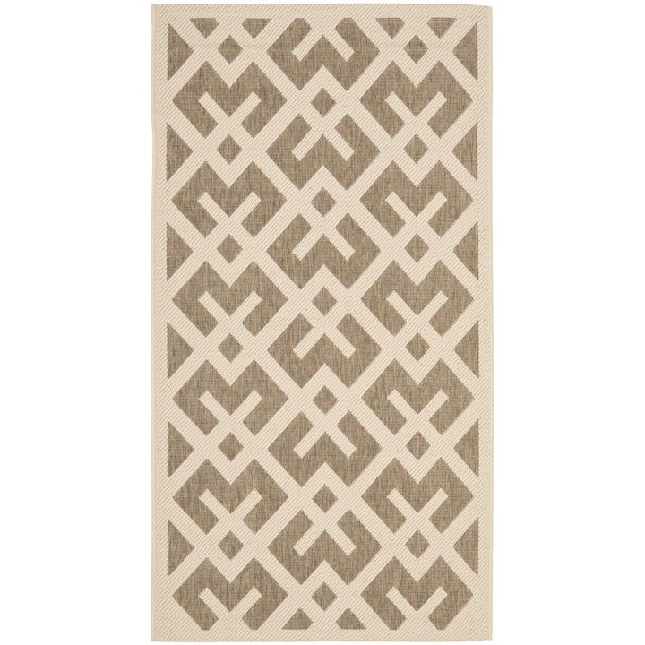 SAFAVIEH Indoor Outdoor CY6915-232 Courtyard Brown / Bone Rug Image 1