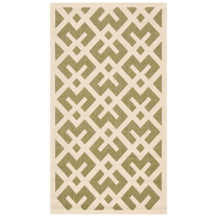 SAFAVIEH Indoor Outdoor CY6915-234 Courtyard Green / Bone Rug Image 11