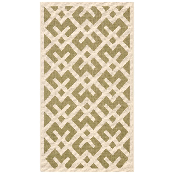 SAFAVIEH Indoor Outdoor CY6915-234 Courtyard Green / Bone Rug Image 1