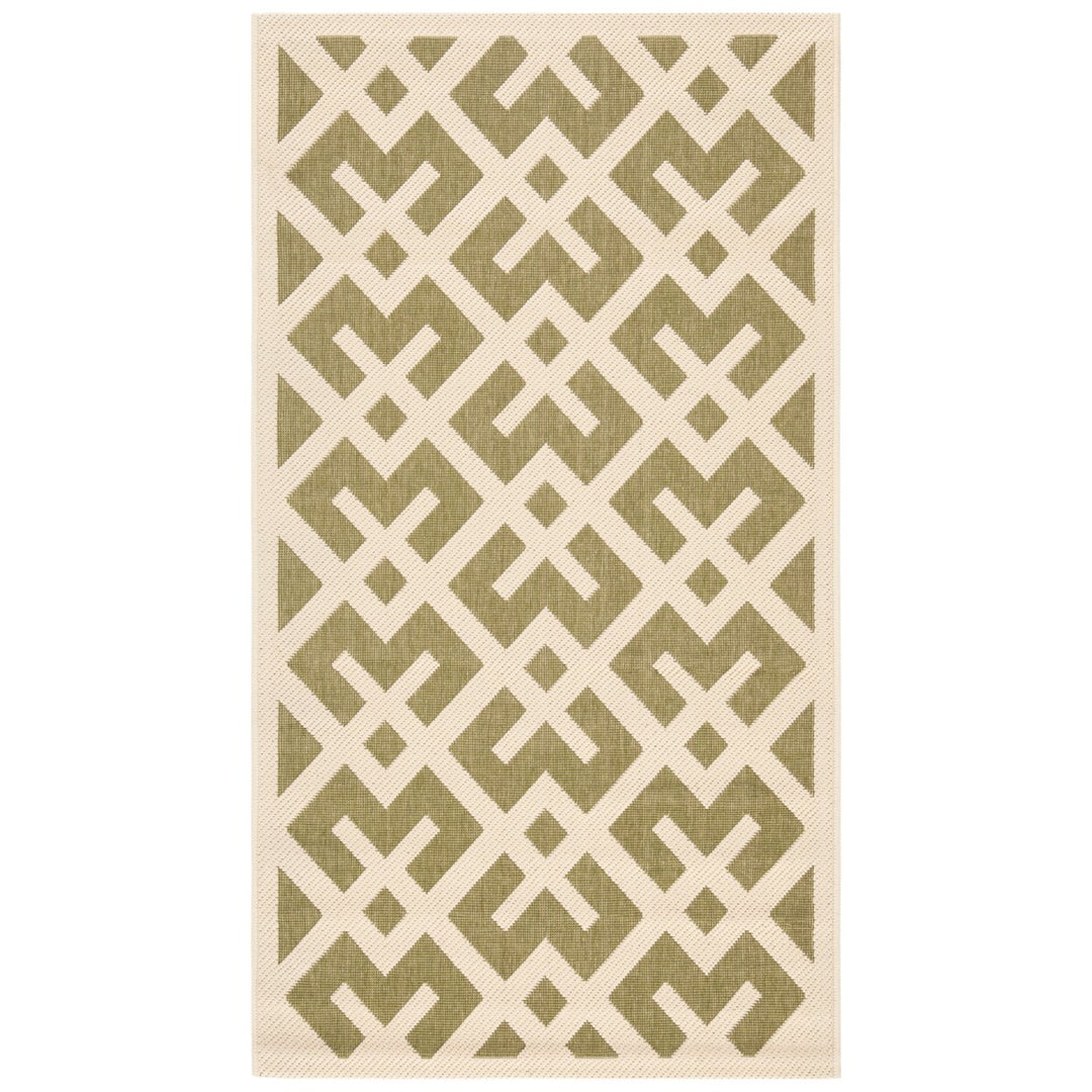 SAFAVIEH Indoor Outdoor CY6915-234 Courtyard Green / Bone Rug Image 1