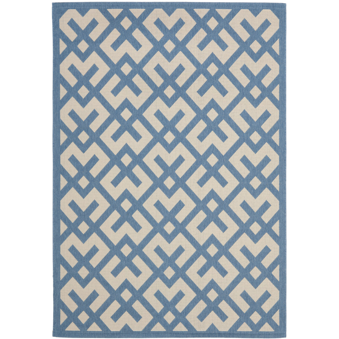 SAFAVIEH Indoor Outdoor CY6915-243 Courtyard Beige / Blue Rug Image 1