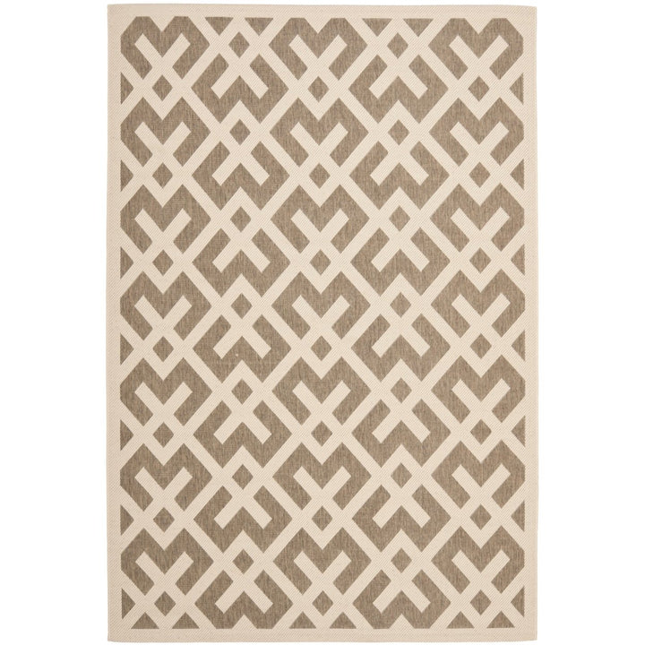 SAFAVIEH Indoor Outdoor CY6915-232 Courtyard Brown / Bone Rug Image 1